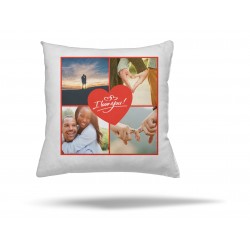 perna patrata personalizata cu 4 poze si inimioara si text